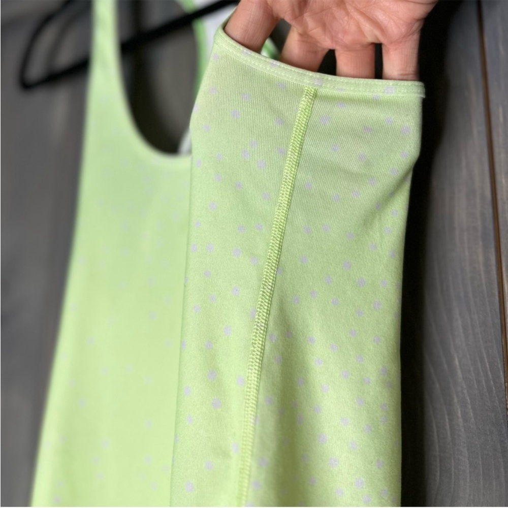 ladies Reversible Racerback Lululemon. Petit Dot Faded Zap lime bright green top - Picture 12 of 13